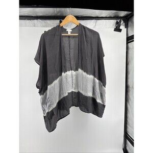Chicos Open Front Jacket Womens Small/Medium Gray Tie Dye 100% Silk